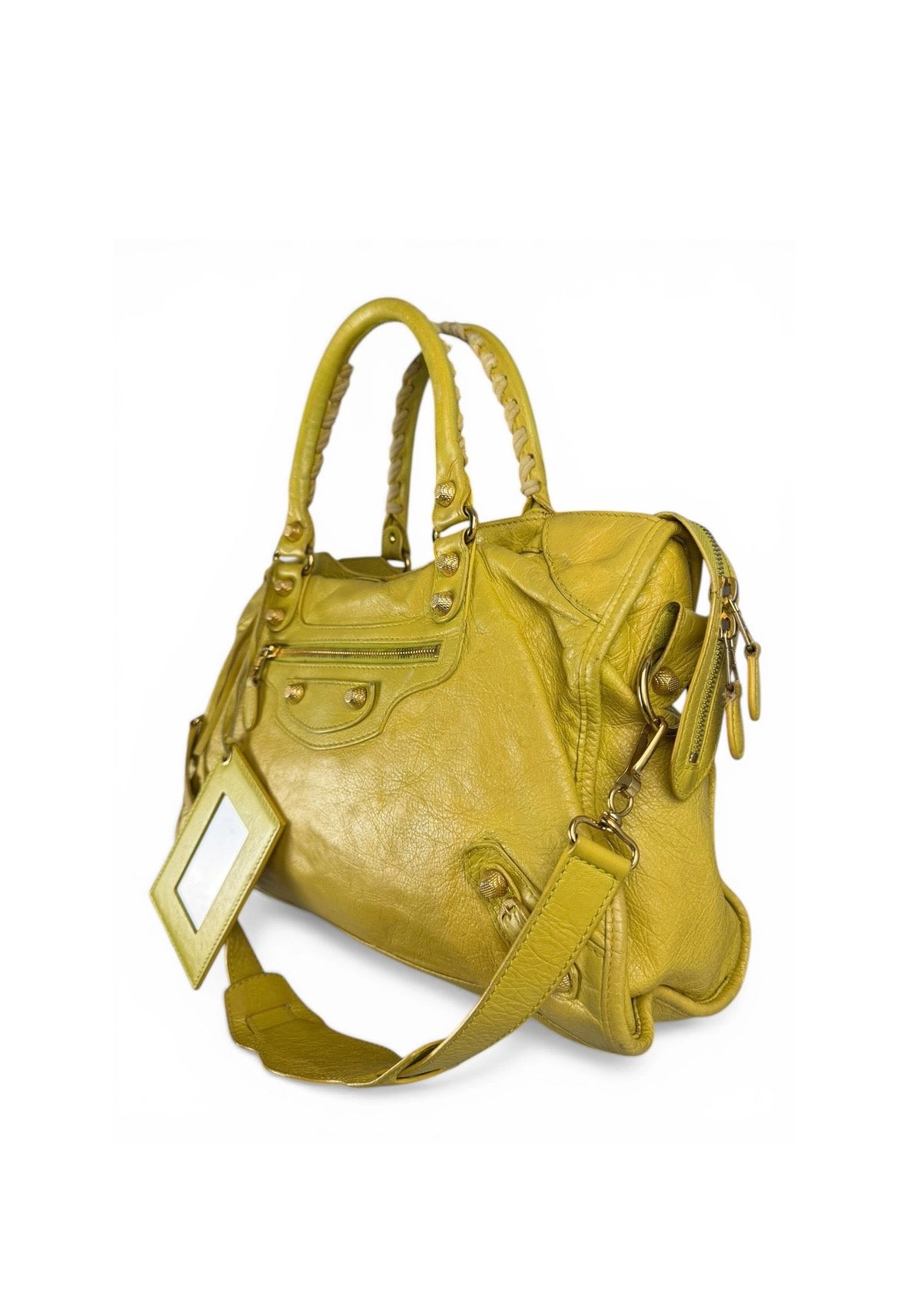 Sac city Balenciaga jaune brillant