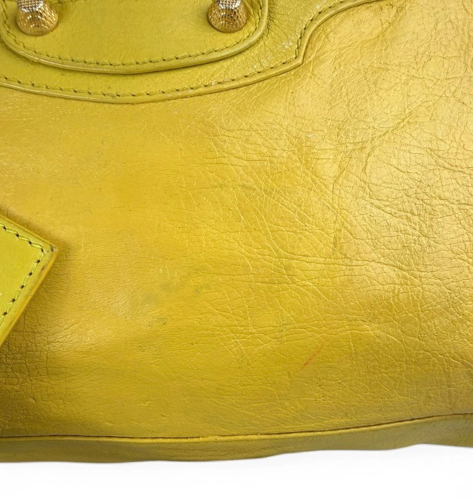 Sac city Balenciaga jaune brillant
