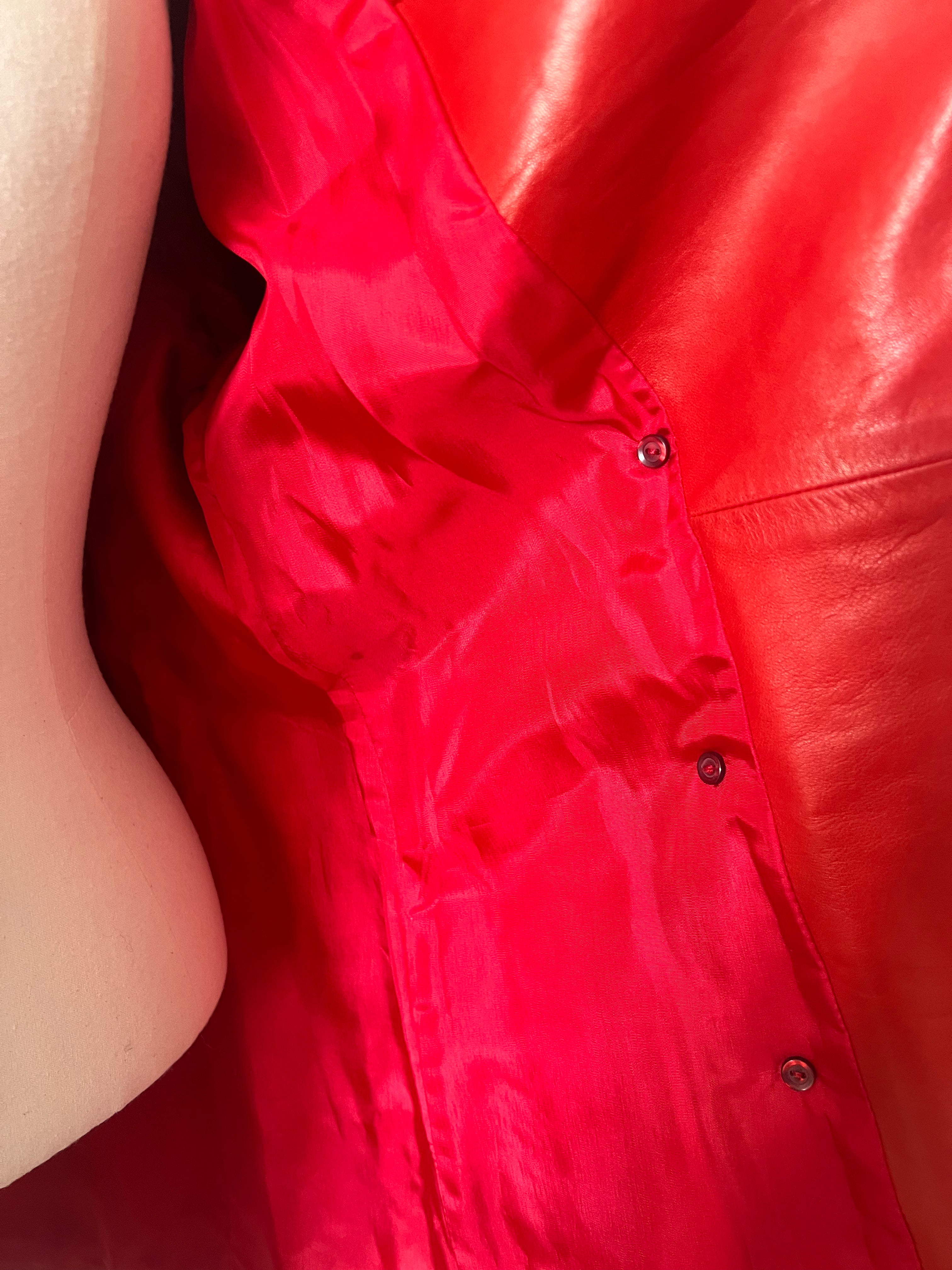 Vintage red leather Guy Laroche blazer
