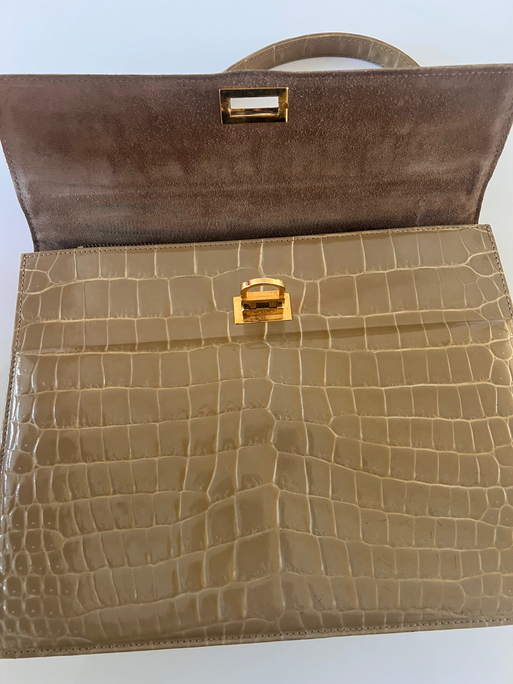 Sac à main vintage embossé croco kaki