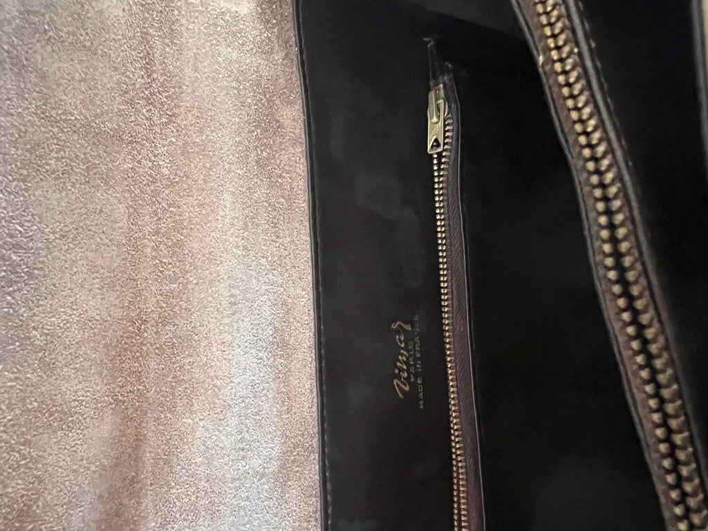 Sac à main vintage embossé croco kaki