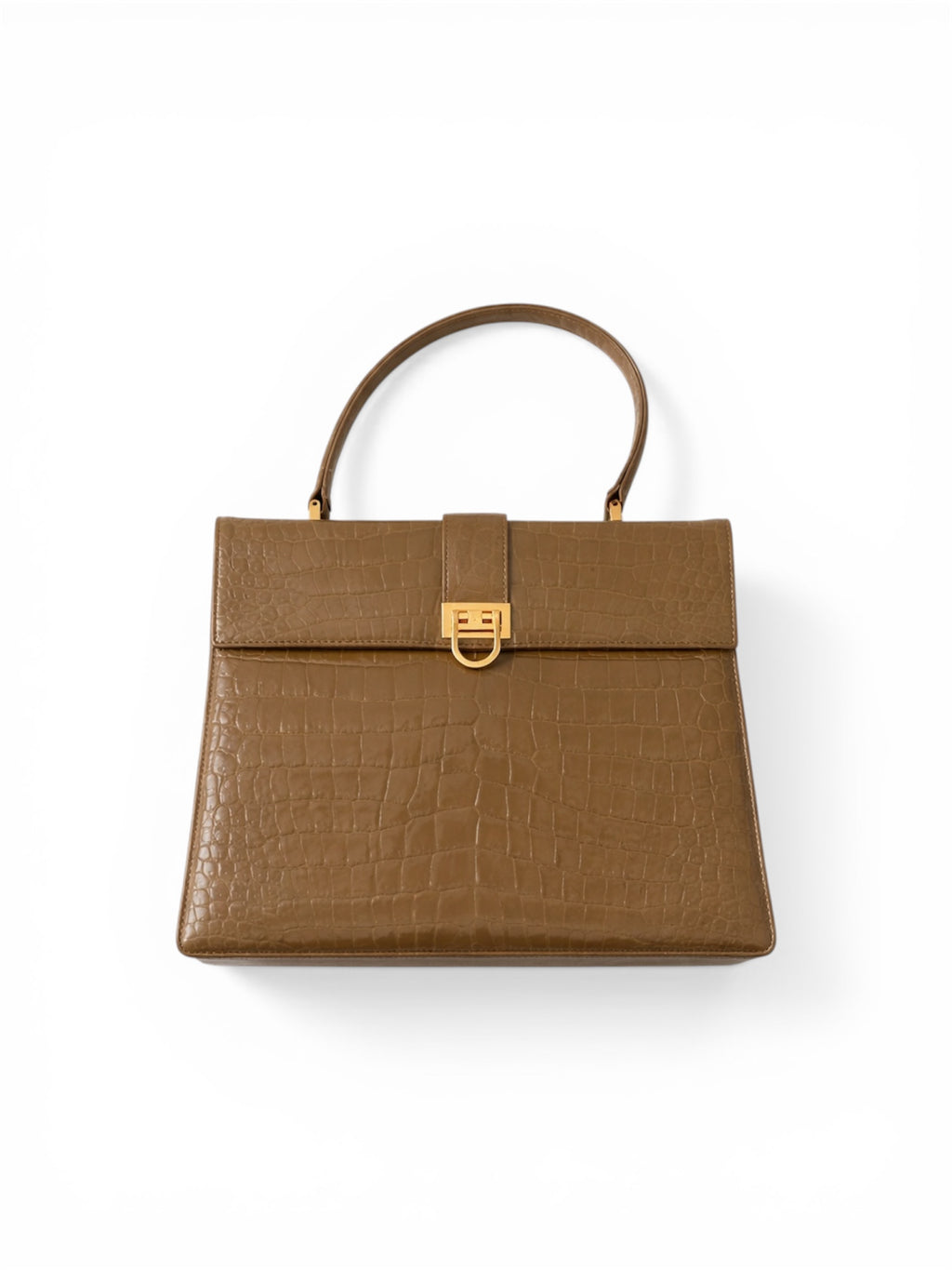 Sac à main vintage embossé croco kaki