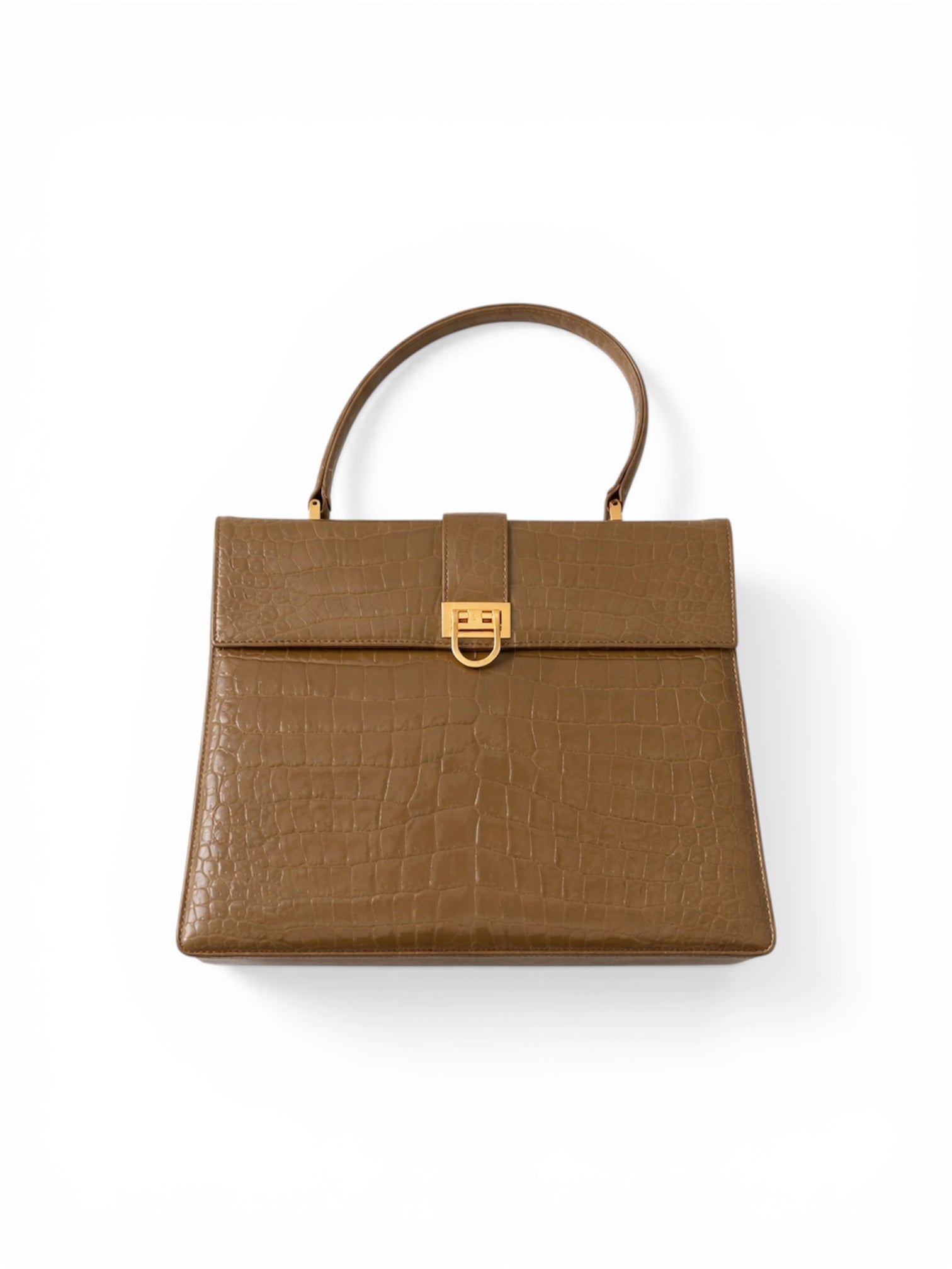Sac à main vintage embossé croco kaki