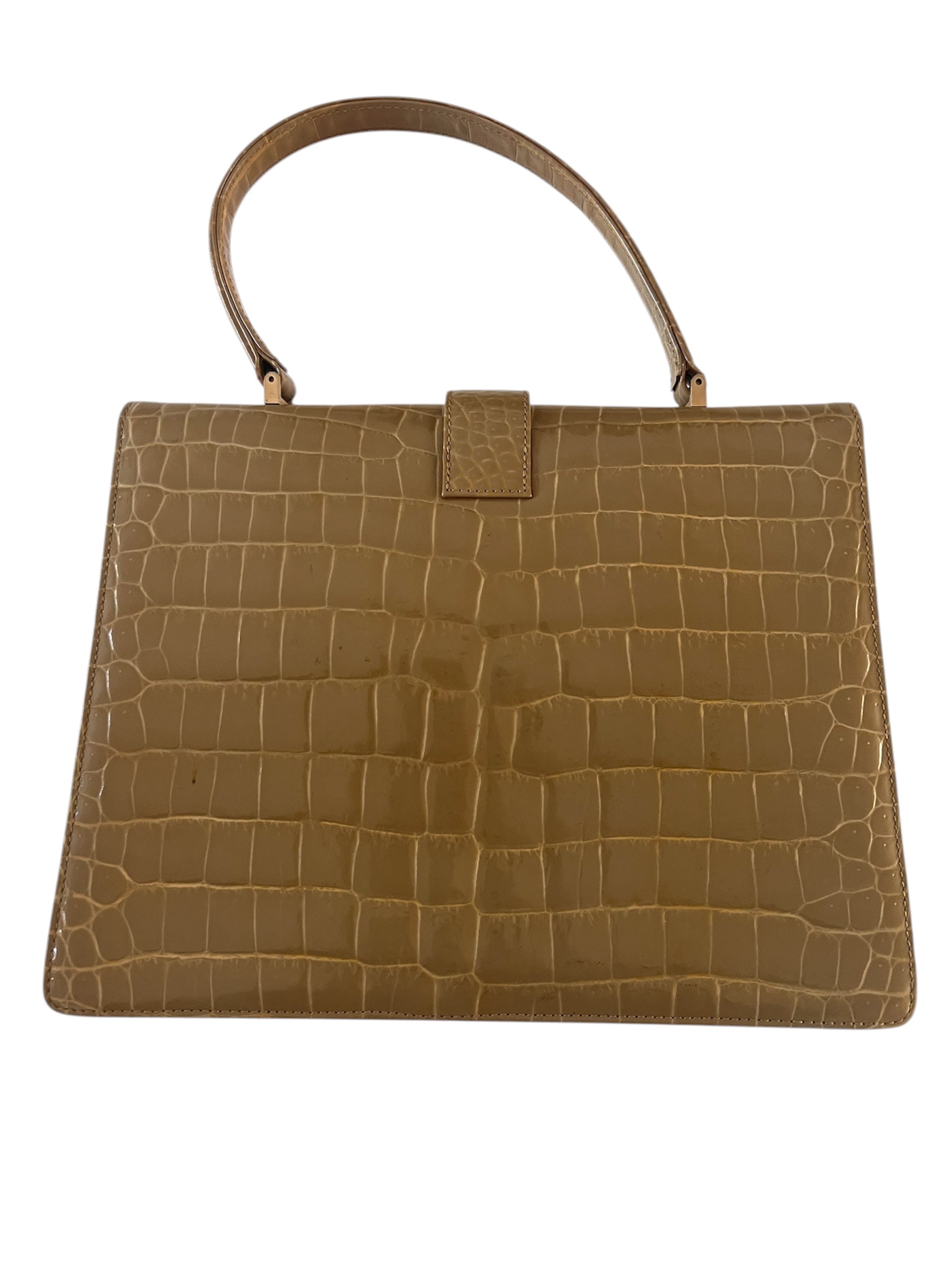 Sac à main vintage embossé croco kaki