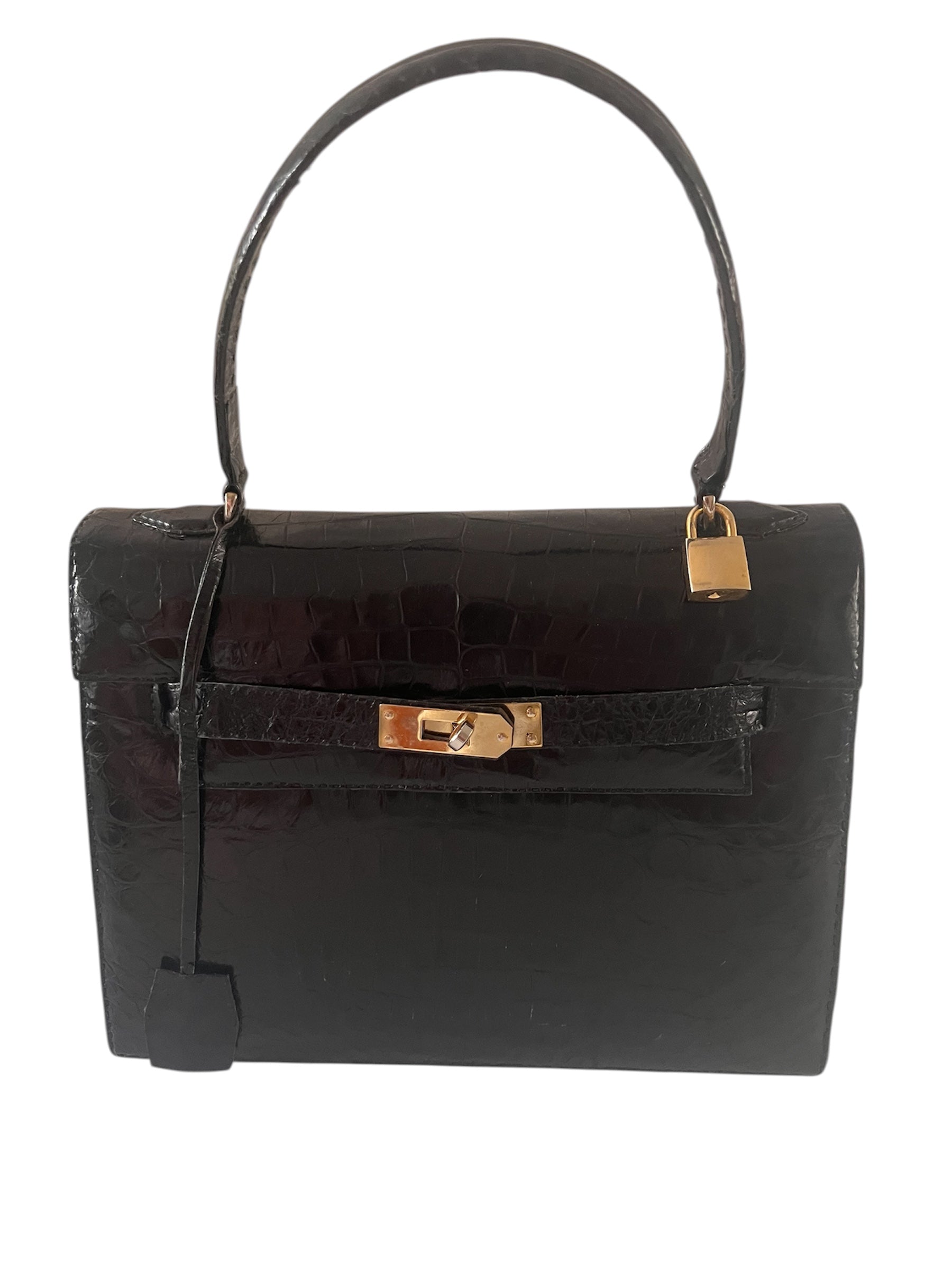 Sac à main vintage croco noir