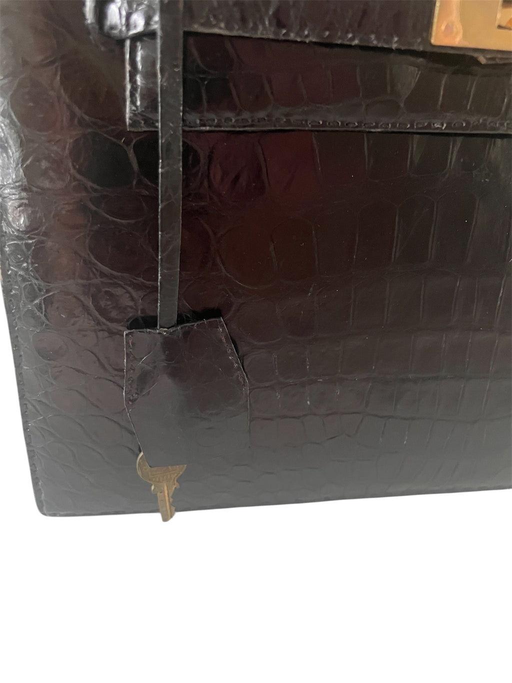 Sac à main vintage croco noir