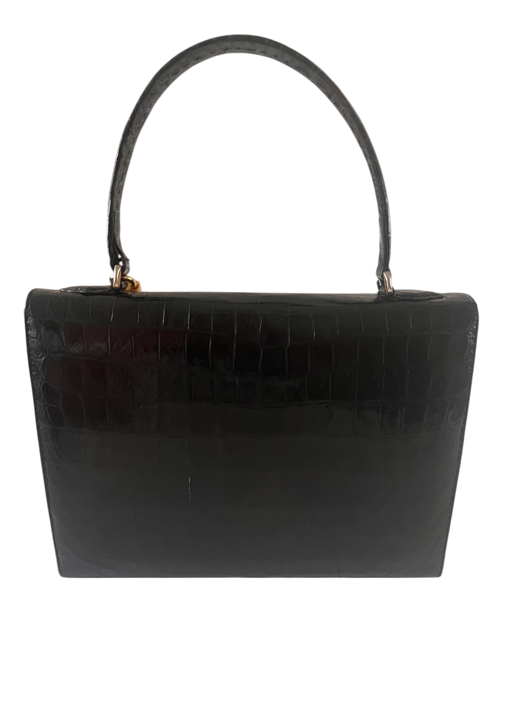 Sac à main vintage croco noir