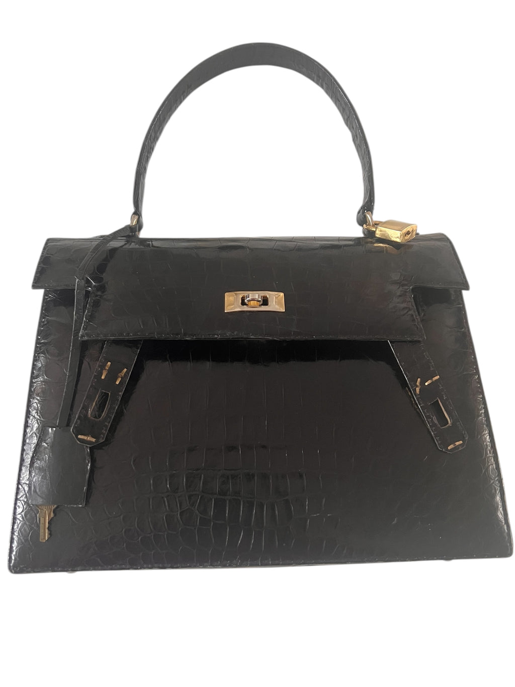 Sac à main vintage croco noir