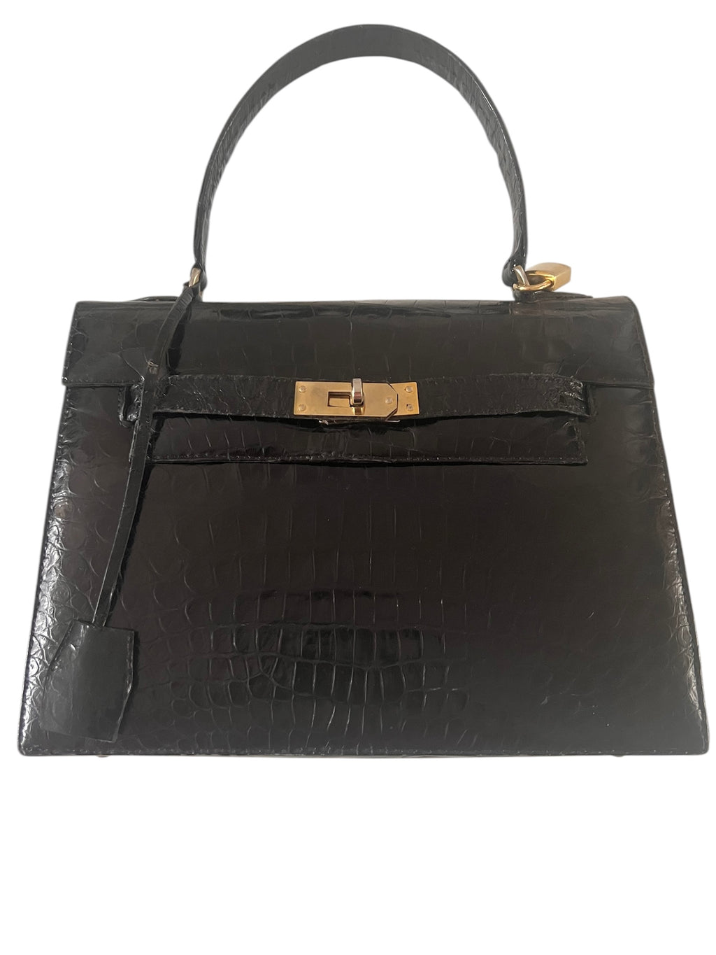 Sac à main vintage croco noir