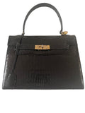 Sac à main vintage croco noir