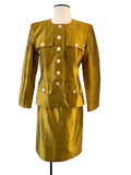 Tailleur saharienne Yves Saint Laurent en soie dorée irisée circa 80