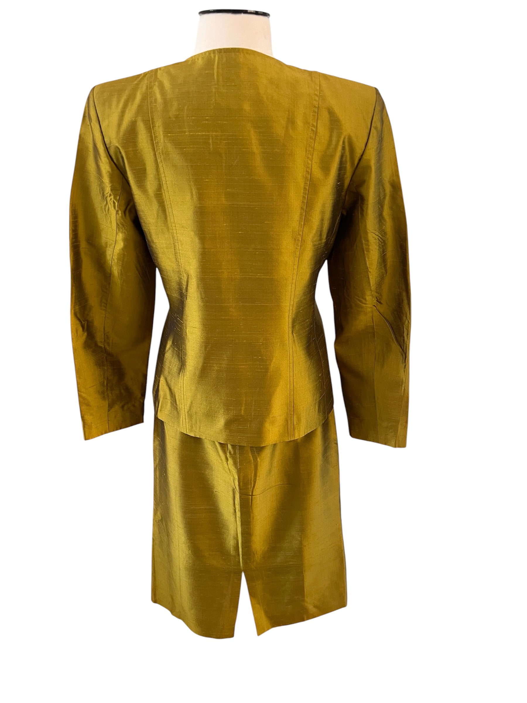 Tailleur saharienne Yves Saint Laurent en soie dorée irisée circa 80