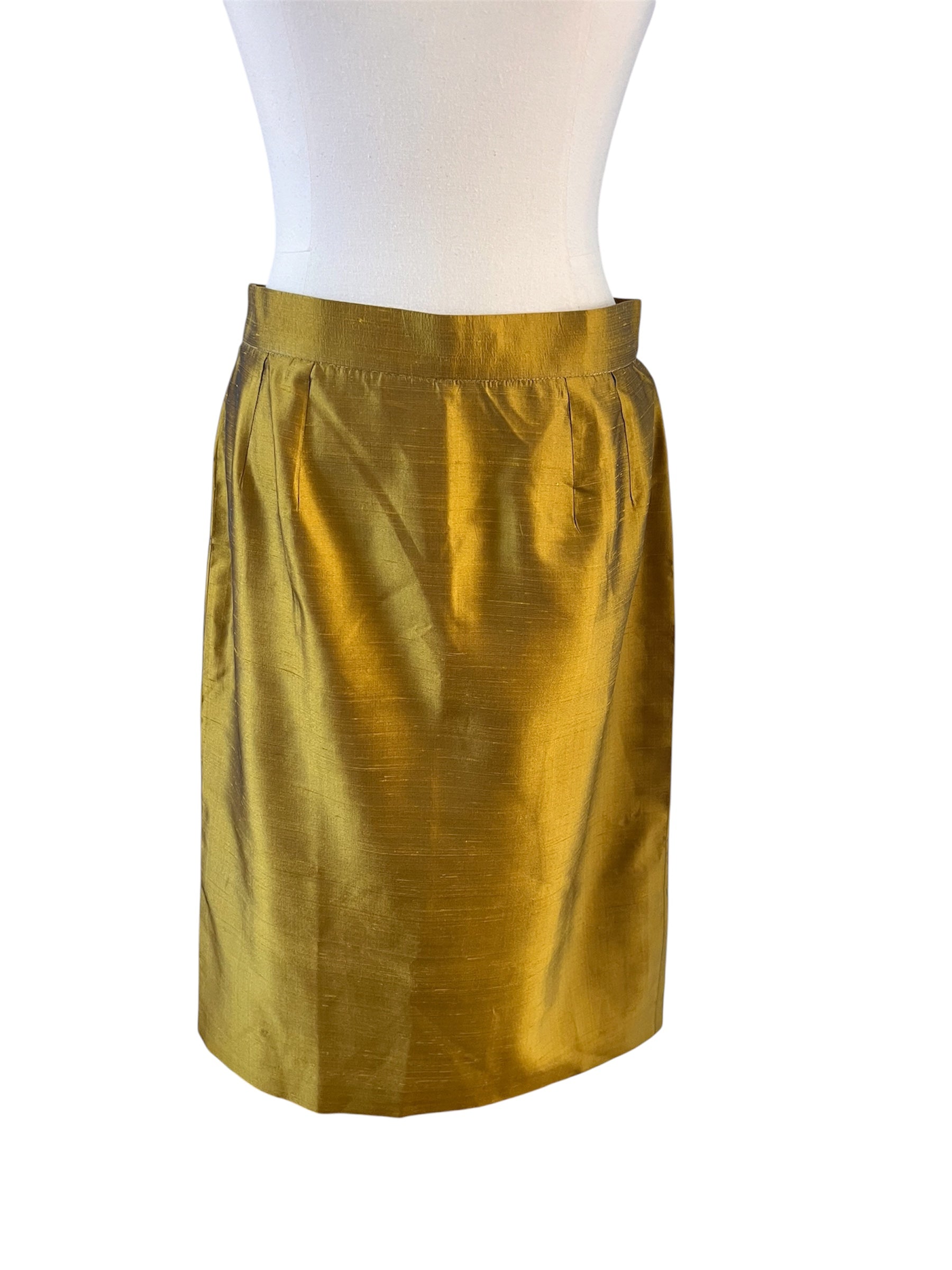 Tailleur saharienne Yves Saint Laurent en soie dorée irisée circa 80