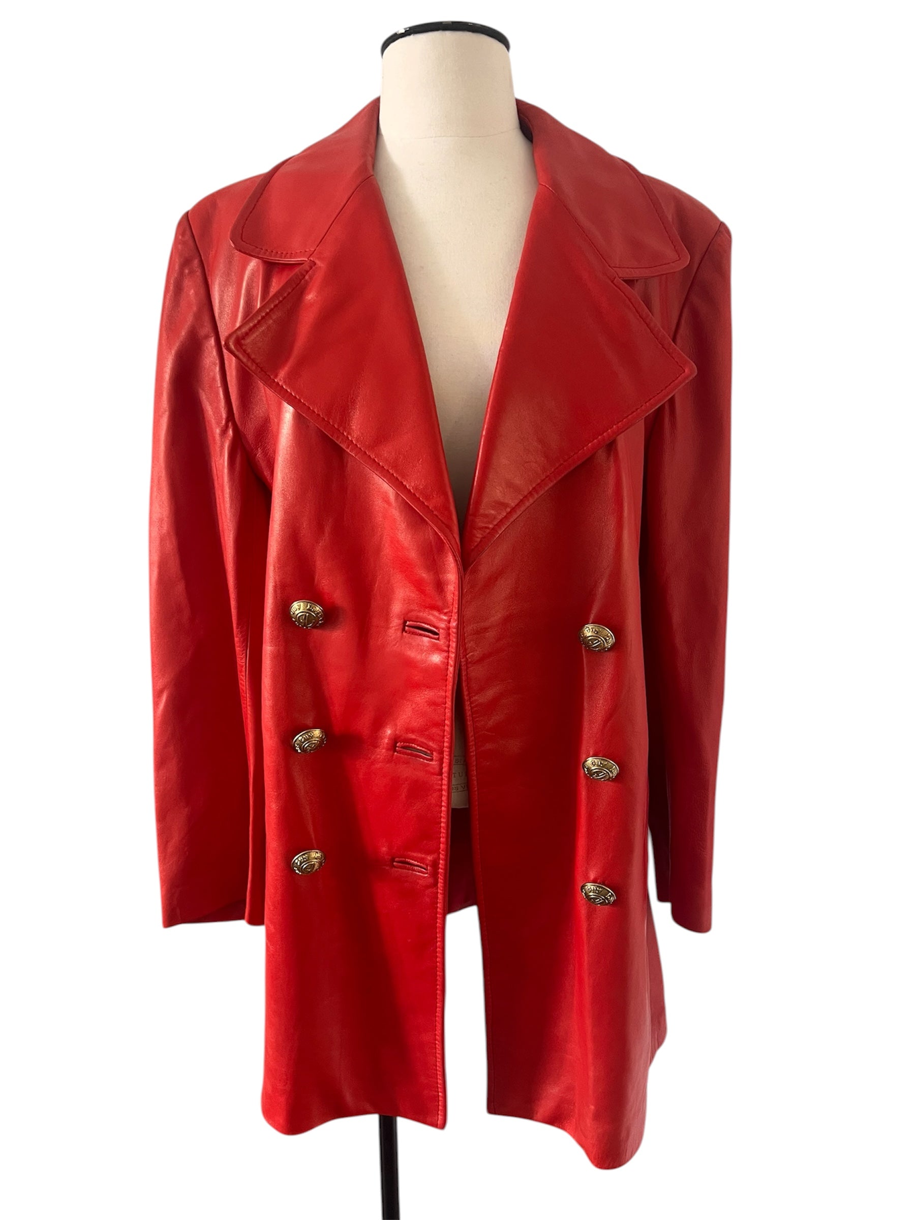 Blazer vintage en cuir rouge Guy Laroche