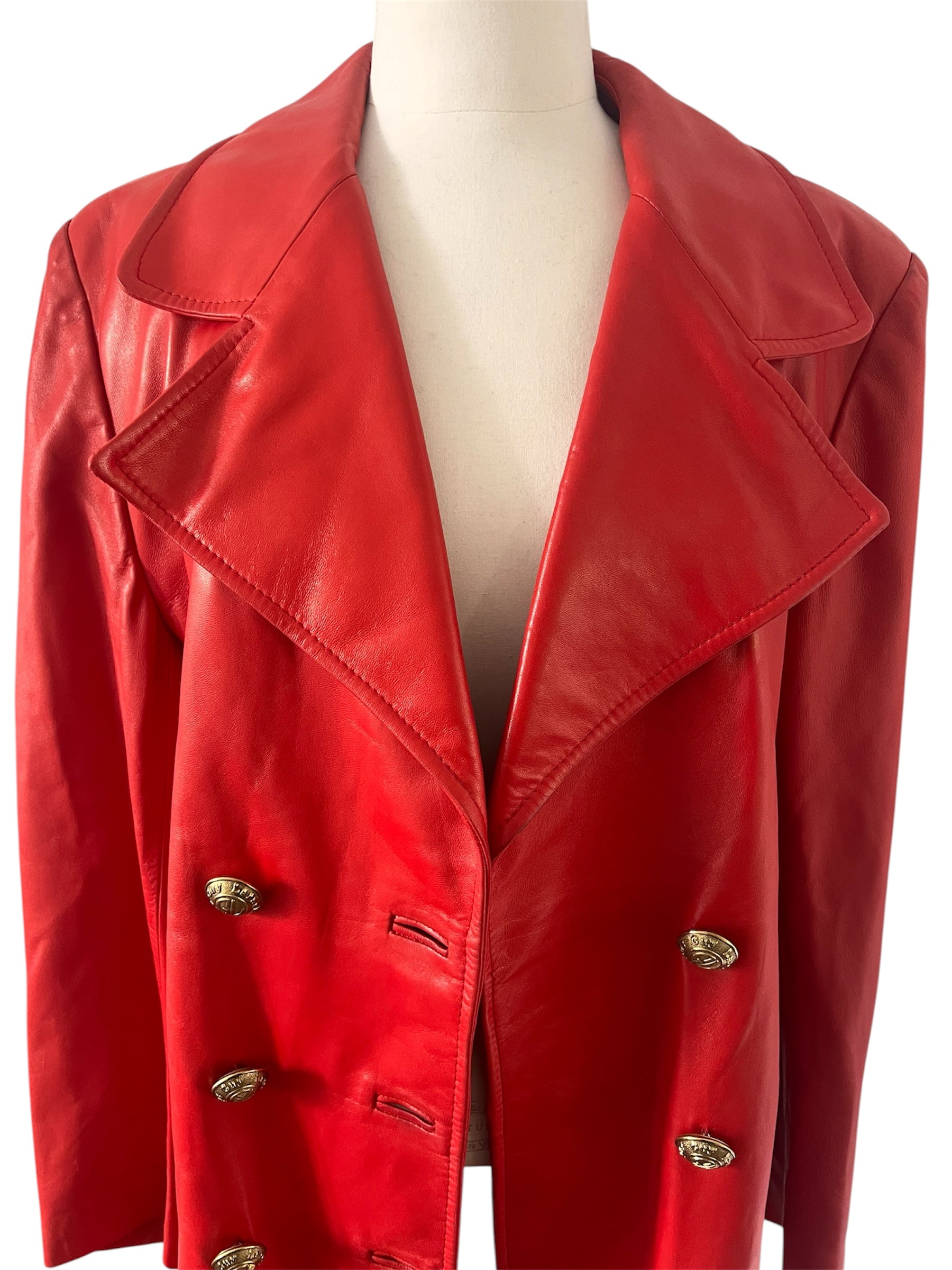 Blazer vintage en cuir rouge Guy Laroche