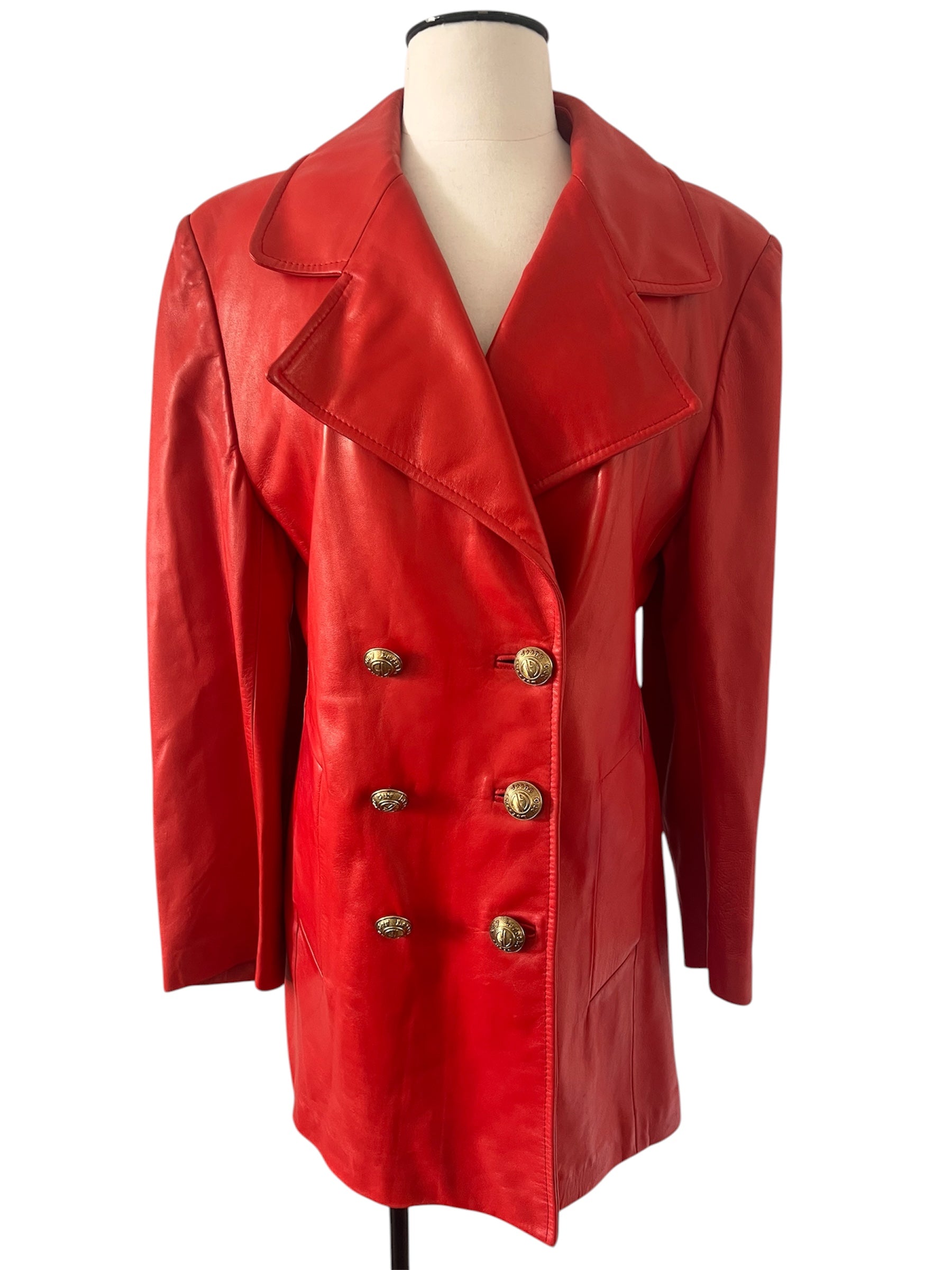 Blazer vintage en cuir rouge Guy Laroche