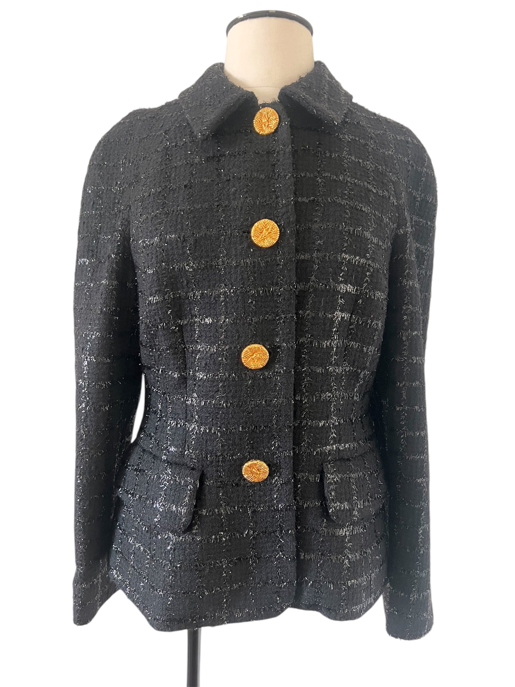 Veste en tweed noire Louis Féraud