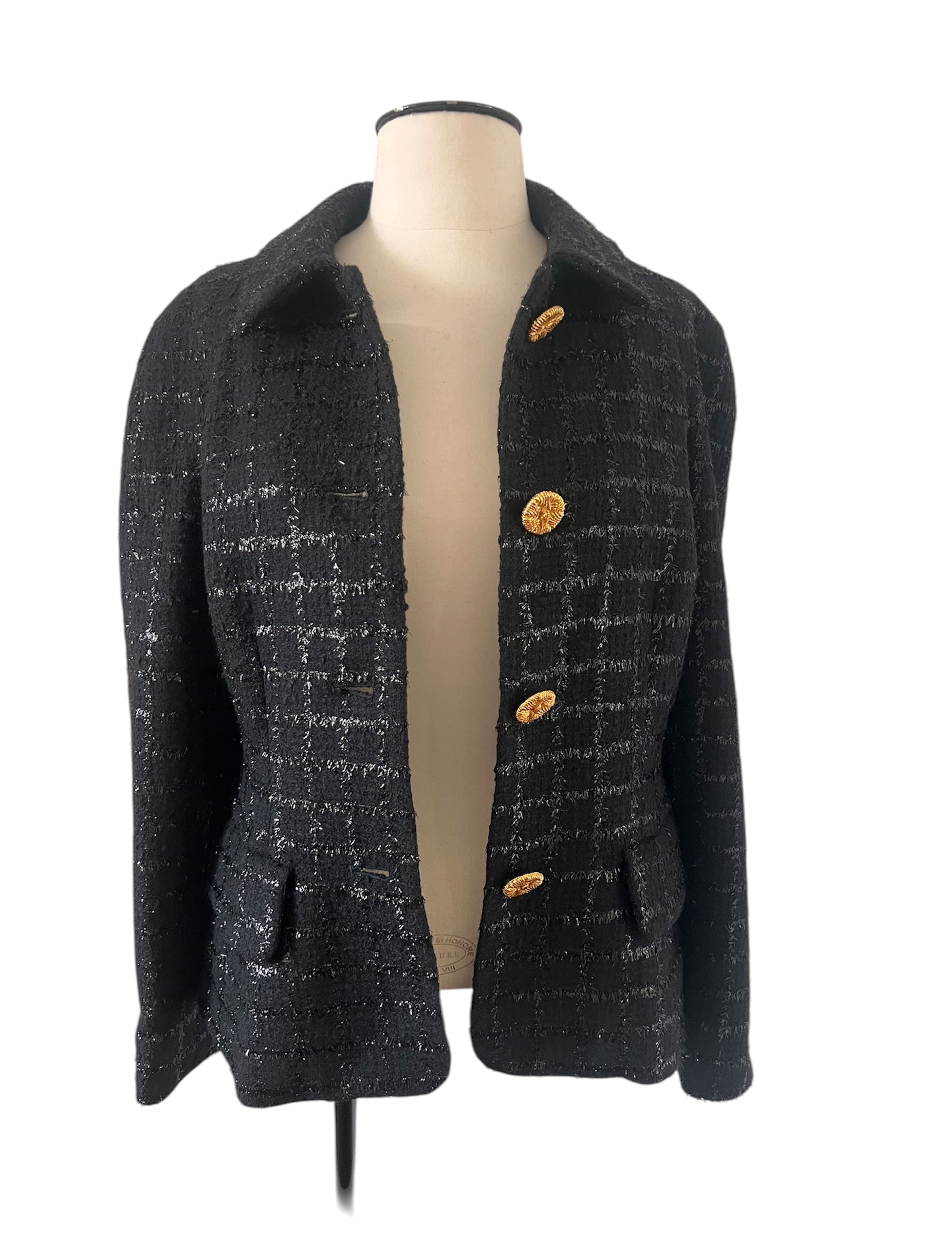 Veste en tweed noire Louis Féraud
