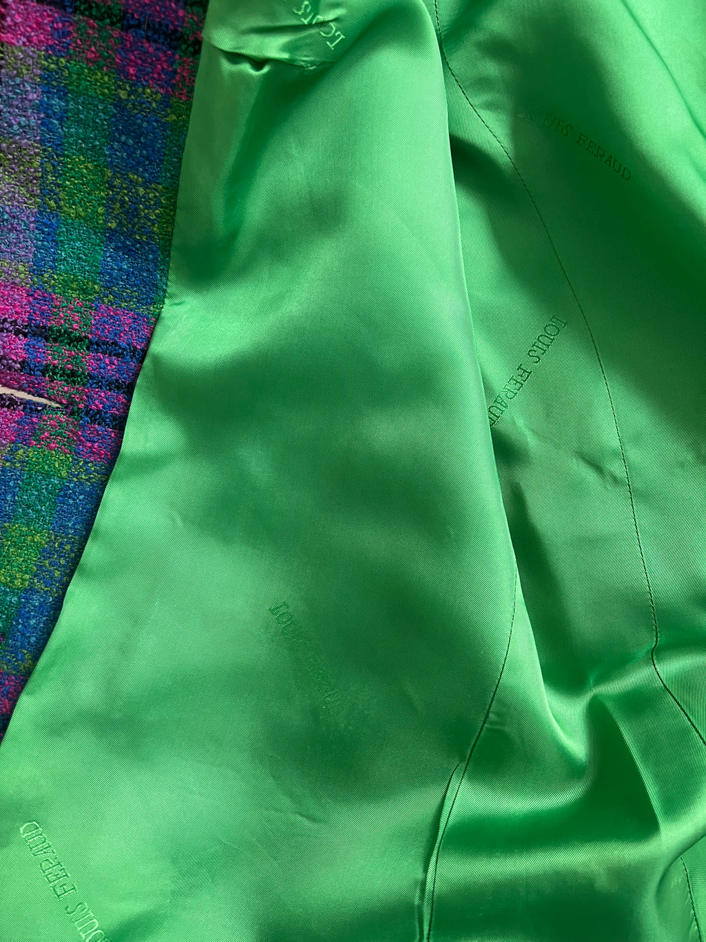 Veste tweed rose, vert, bleu Louis Féraud