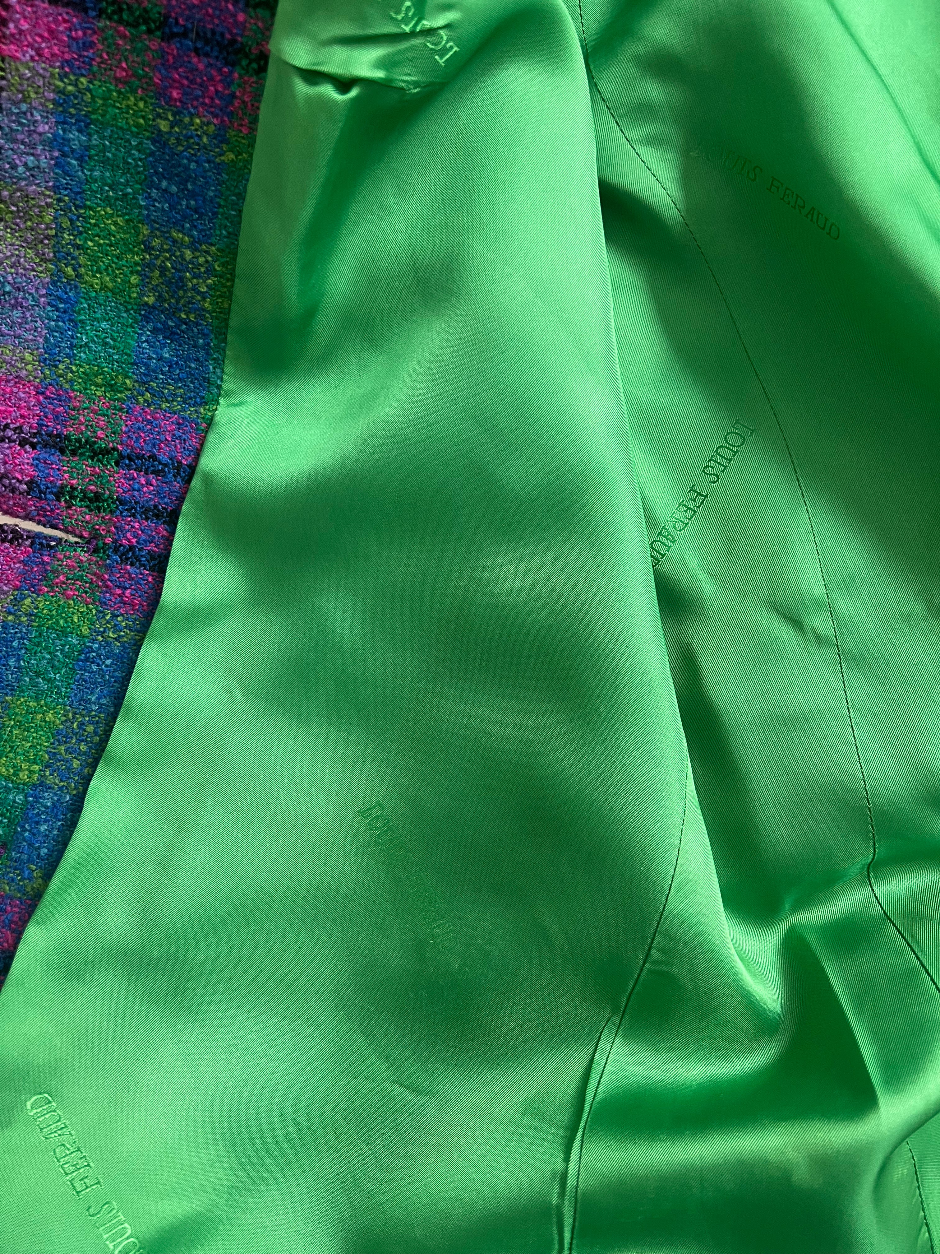 Veste tweed rose, vert, bleu Louis Féraud