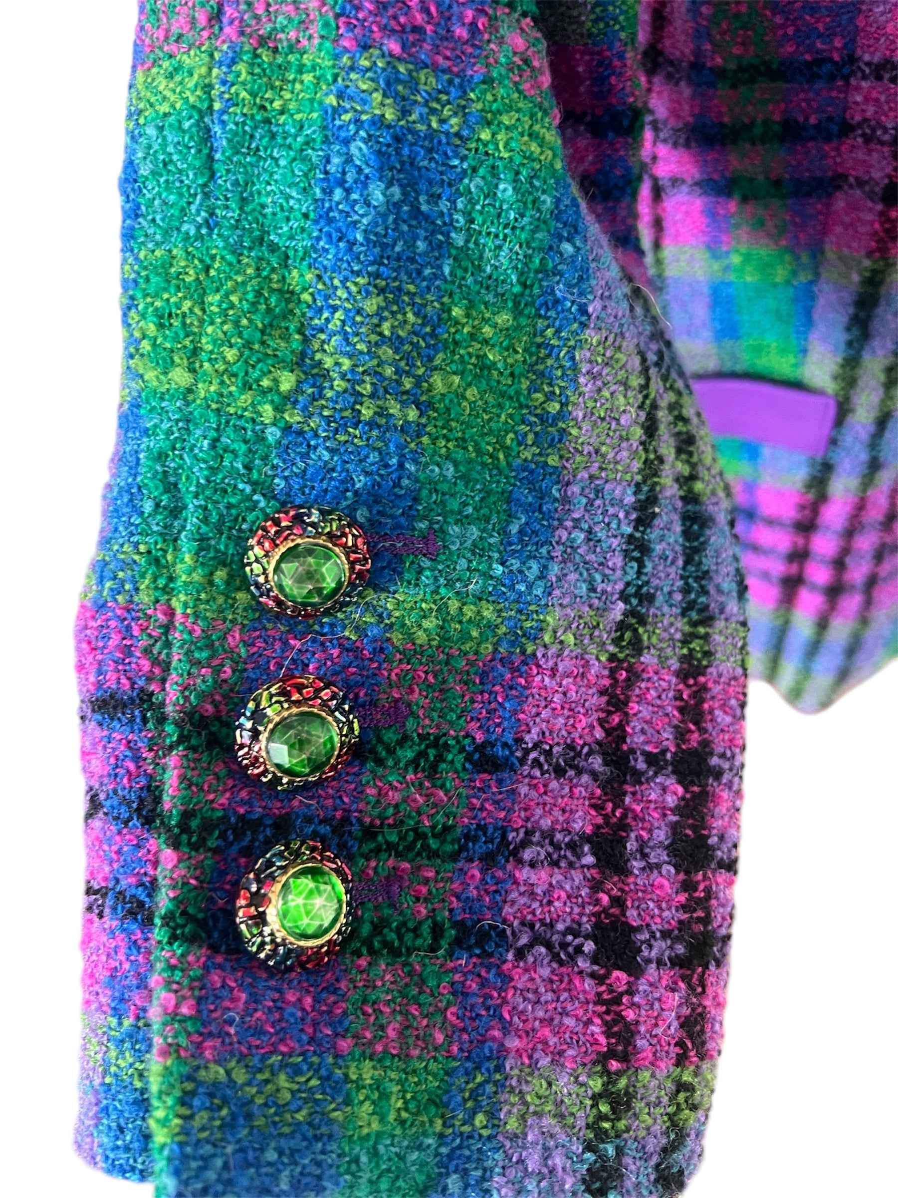 Veste tweed rose, vert, bleu Louis Féraud