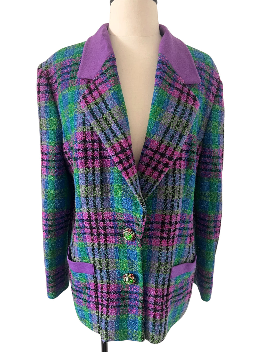 Veste tweed rose, vert, bleu Louis Féraud