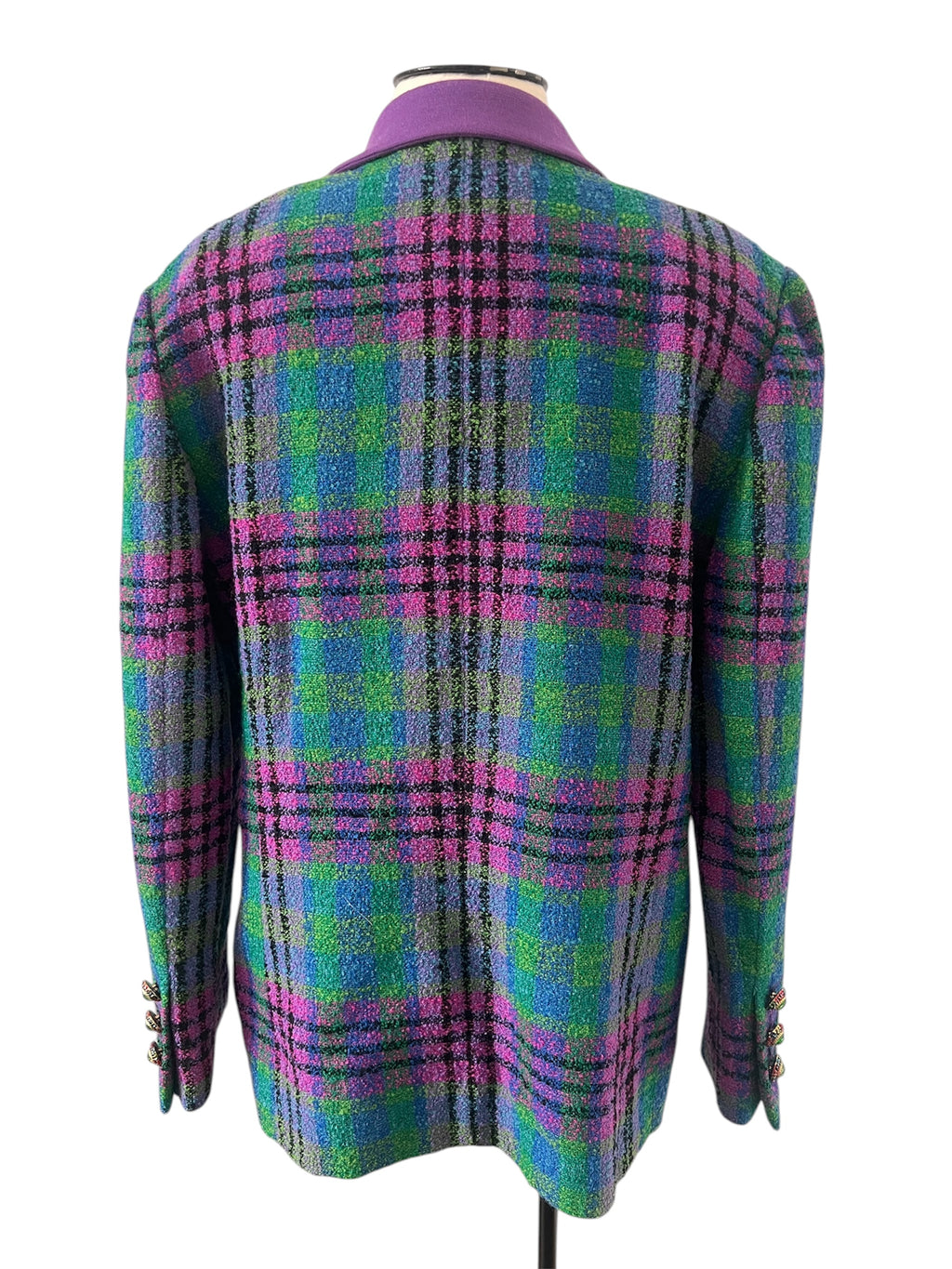 Veste tweed rose, vert, bleu Louis Féraud