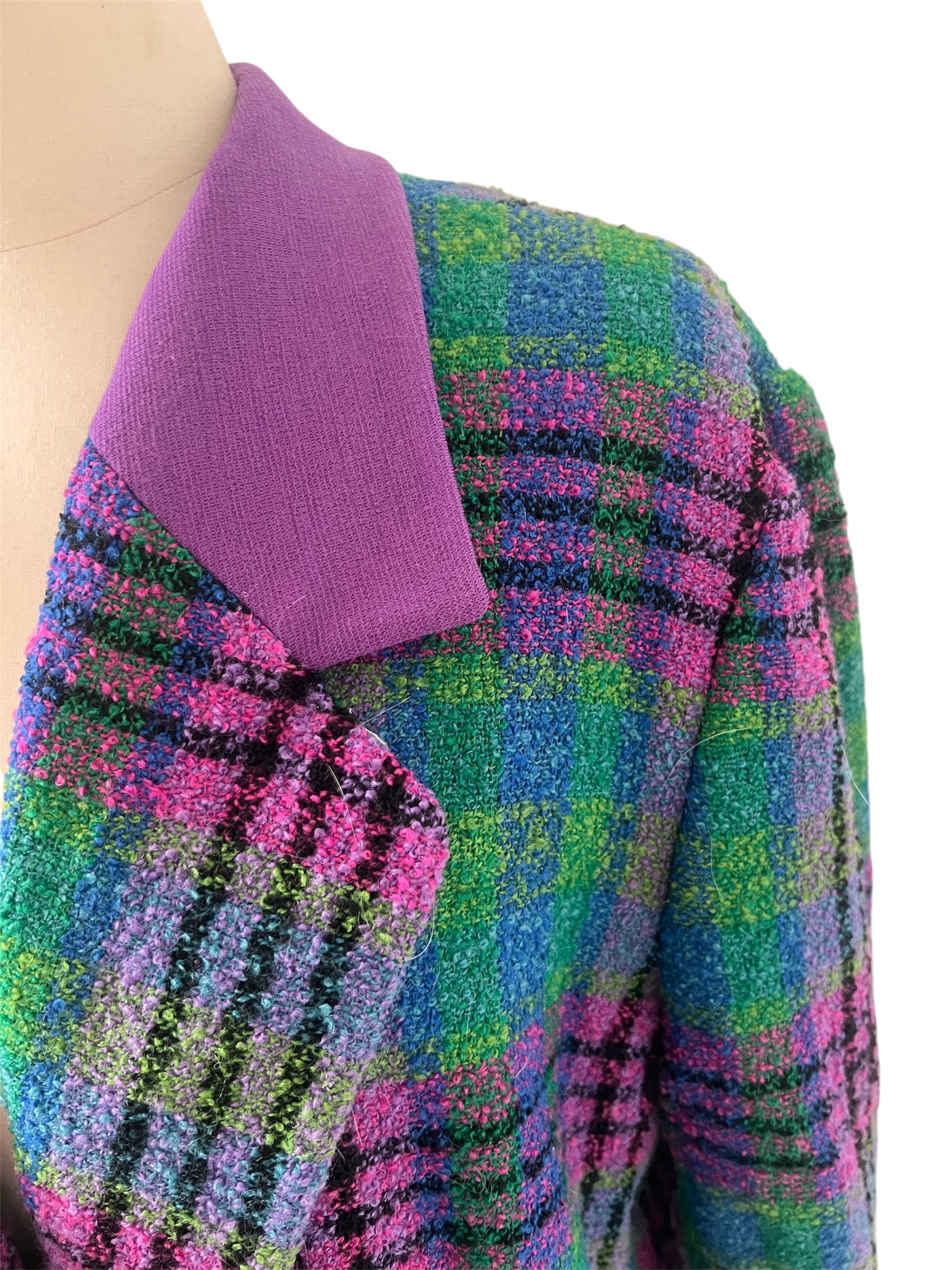 Veste tweed rose, vert, bleu Louis Féraud