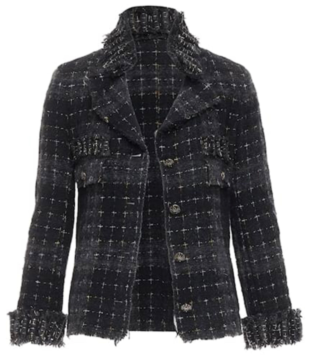Veste en tweed noire et grise Chanel fantasy collection 08A