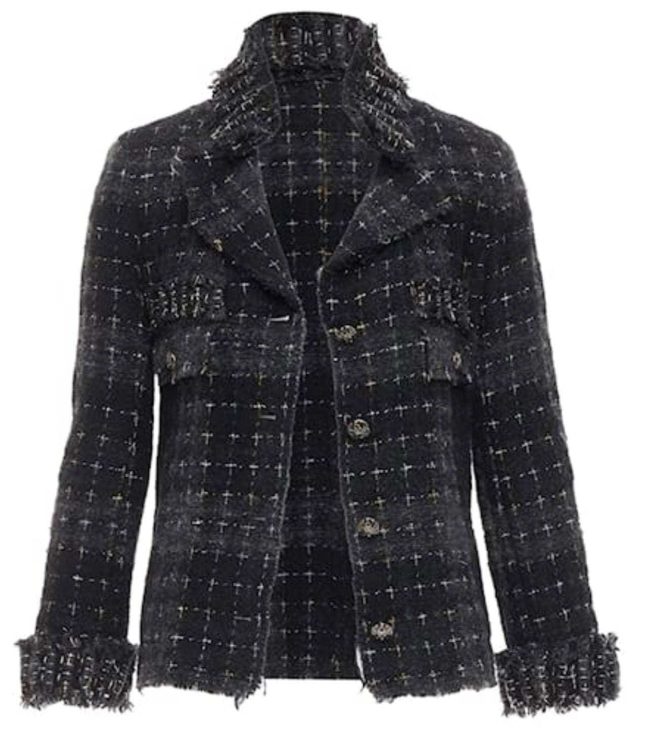 Veste en tweed noire et grise Chanel fantasy collection 08A
