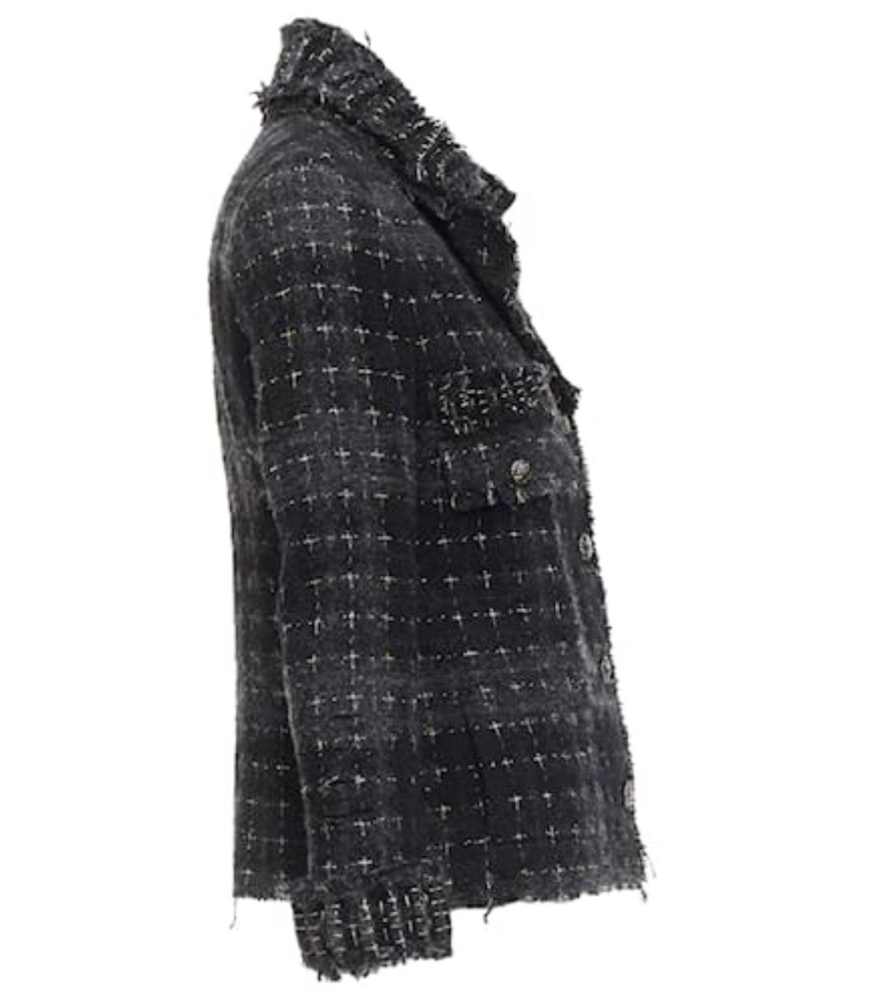 Veste en tweed noire et grise Chanel fantasy collection 08A