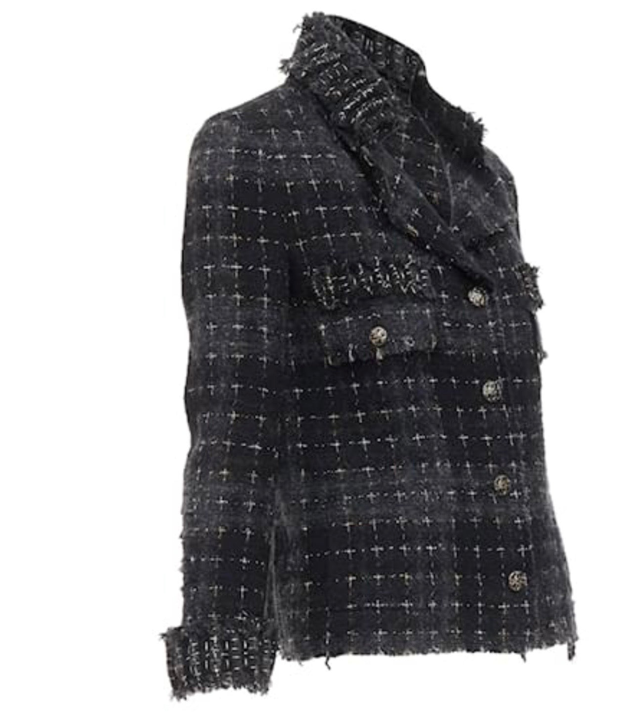 Veste en tweed noire et grise Chanel fantasy collection 08A