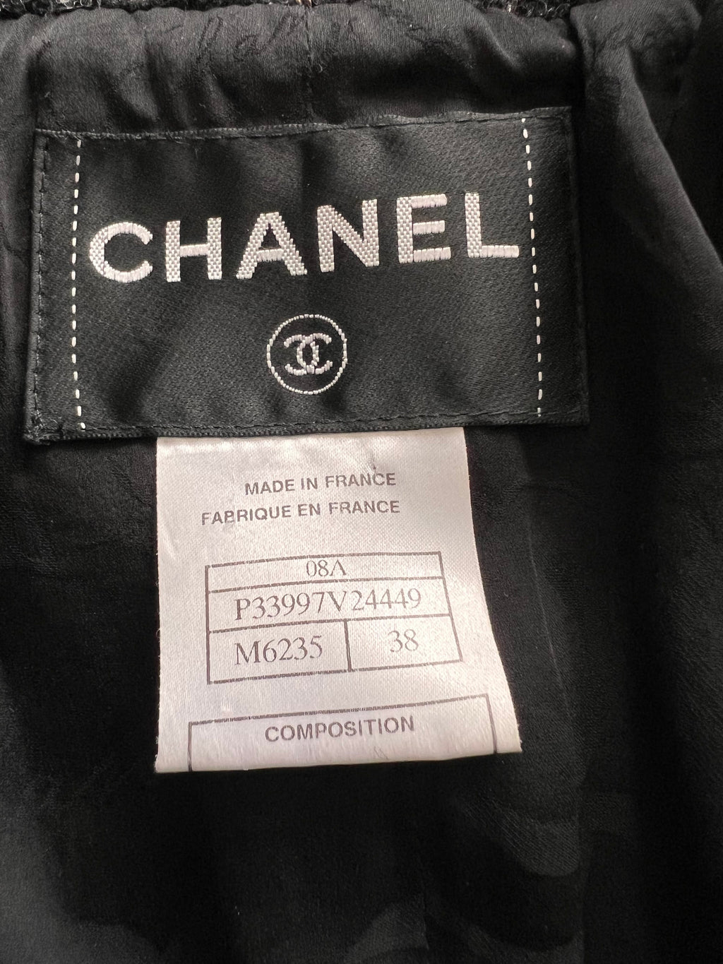 Veste en tweed noire et grise Chanel fantasy collection 08A