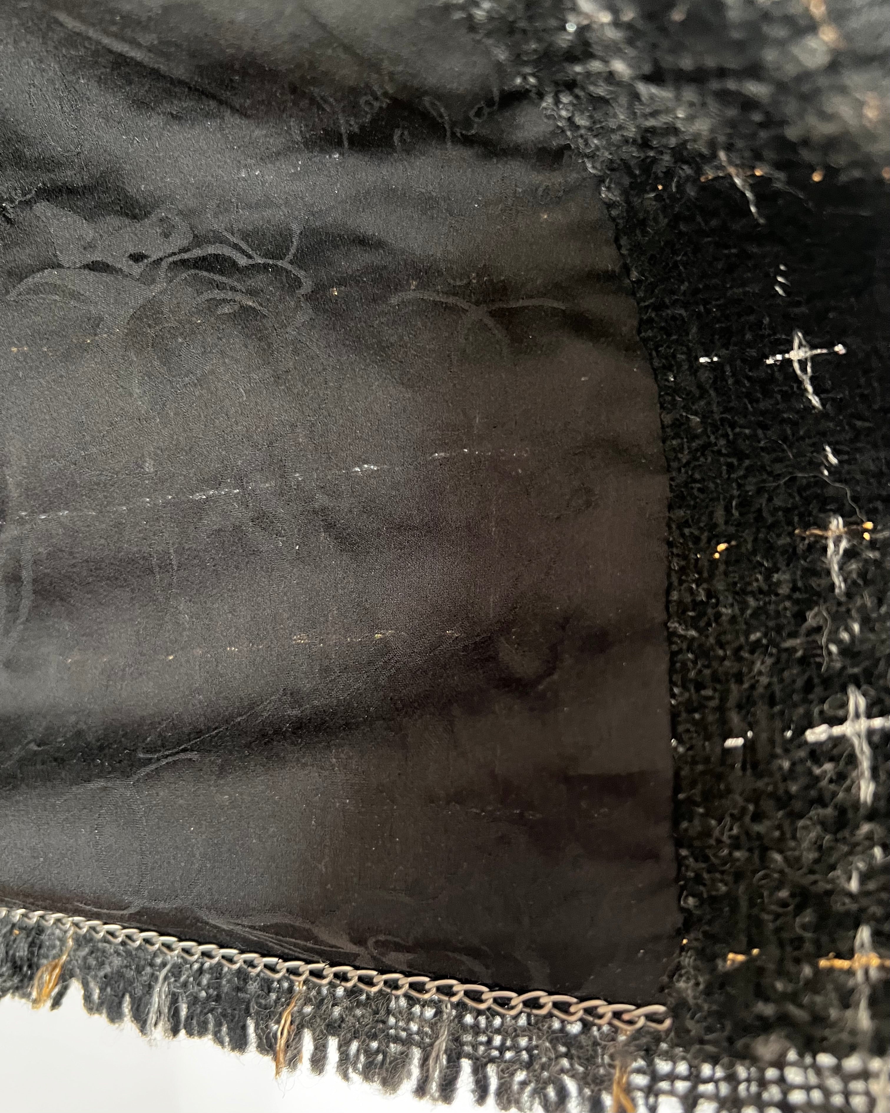 Veste en tweed noire et grise Chanel fantasy collection 08A