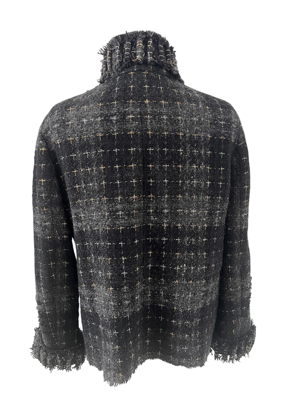 Veste en tweed noire et grise Chanel fantasy collection 08A