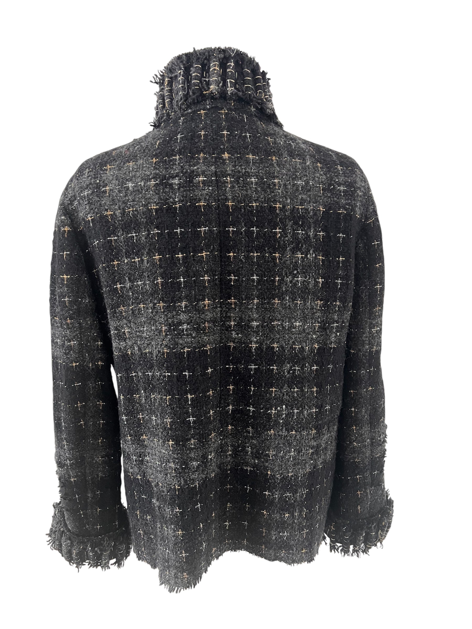Veste en tweed noire et grise Chanel fantasy collection 08A
