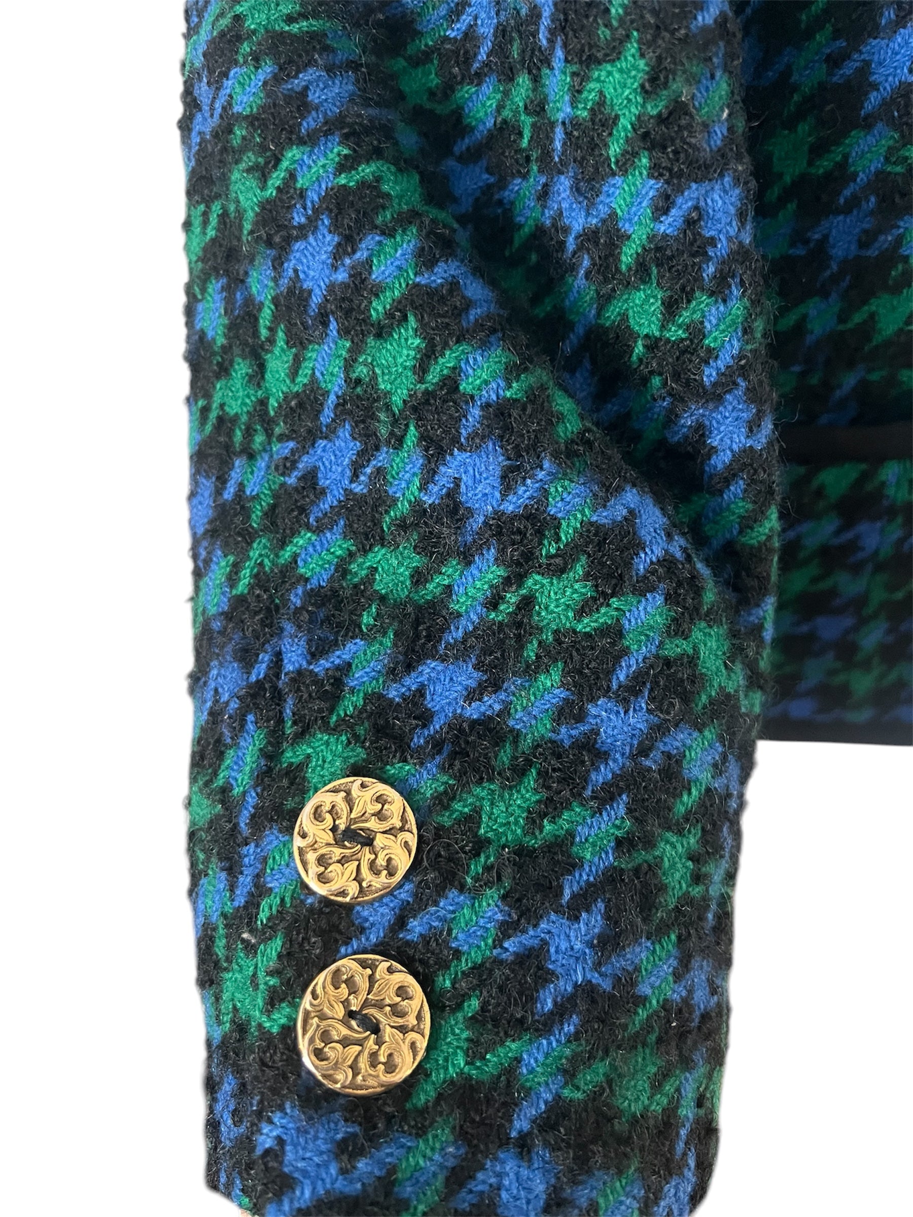 Veste en tweed vert/bleu/noir Guy Laroche